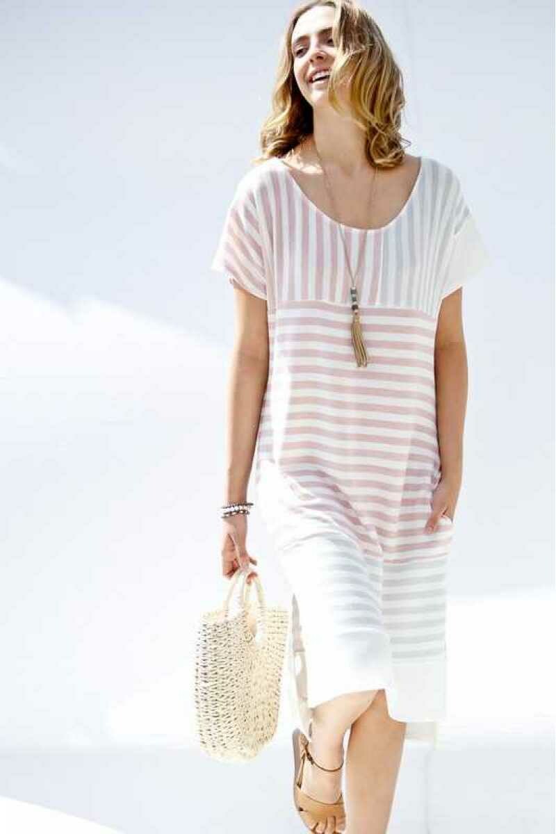 Summer Dress Contrast Bold Stripe Summer Dress Contrast Bold Stripe