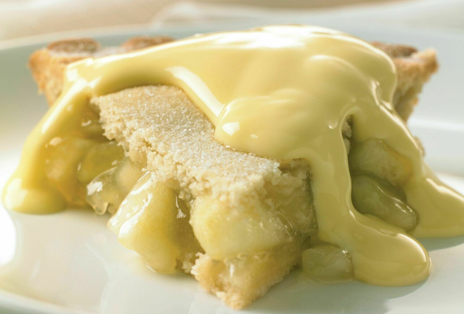 Apple Pie with custard and cream. Apple Pie with custard and cream.