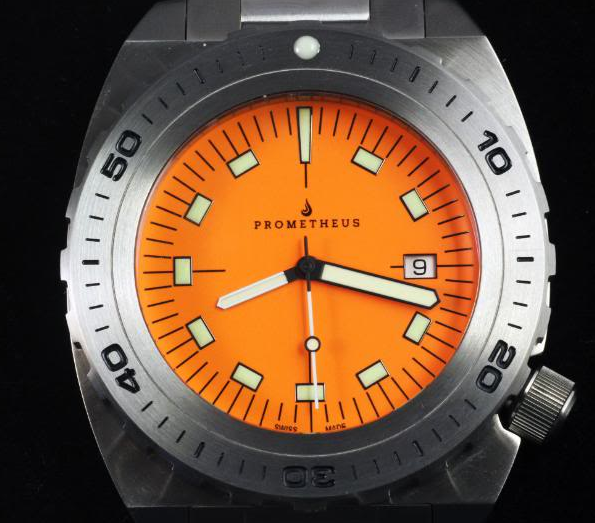 Swiss Made Prometheus Manta Ray Men's Diver Watch Orange Dial 1D PMTMRO1D