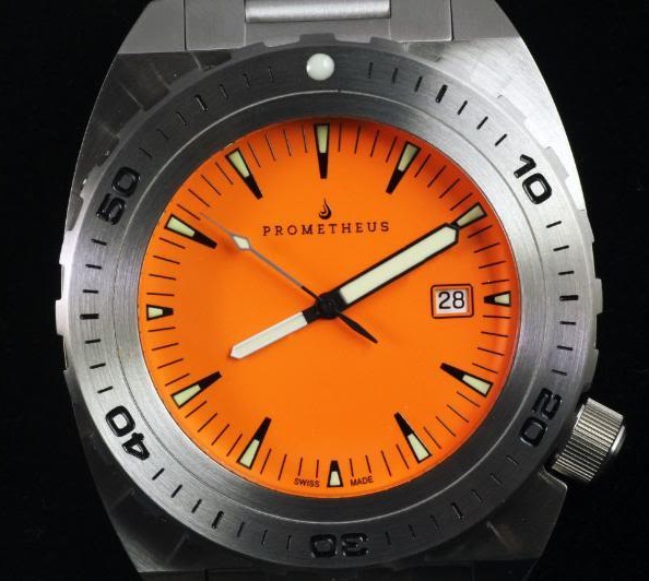 Swiss Made Prometheus Manta Ray Men’s Diver Watch Orange Dial 1O PMTMRO1O