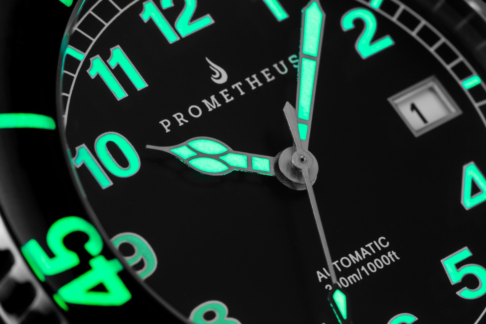 Prometheus Sailfish 300m Automatic Diver Watch Black Dial Sapphire Bezel Lume Shot