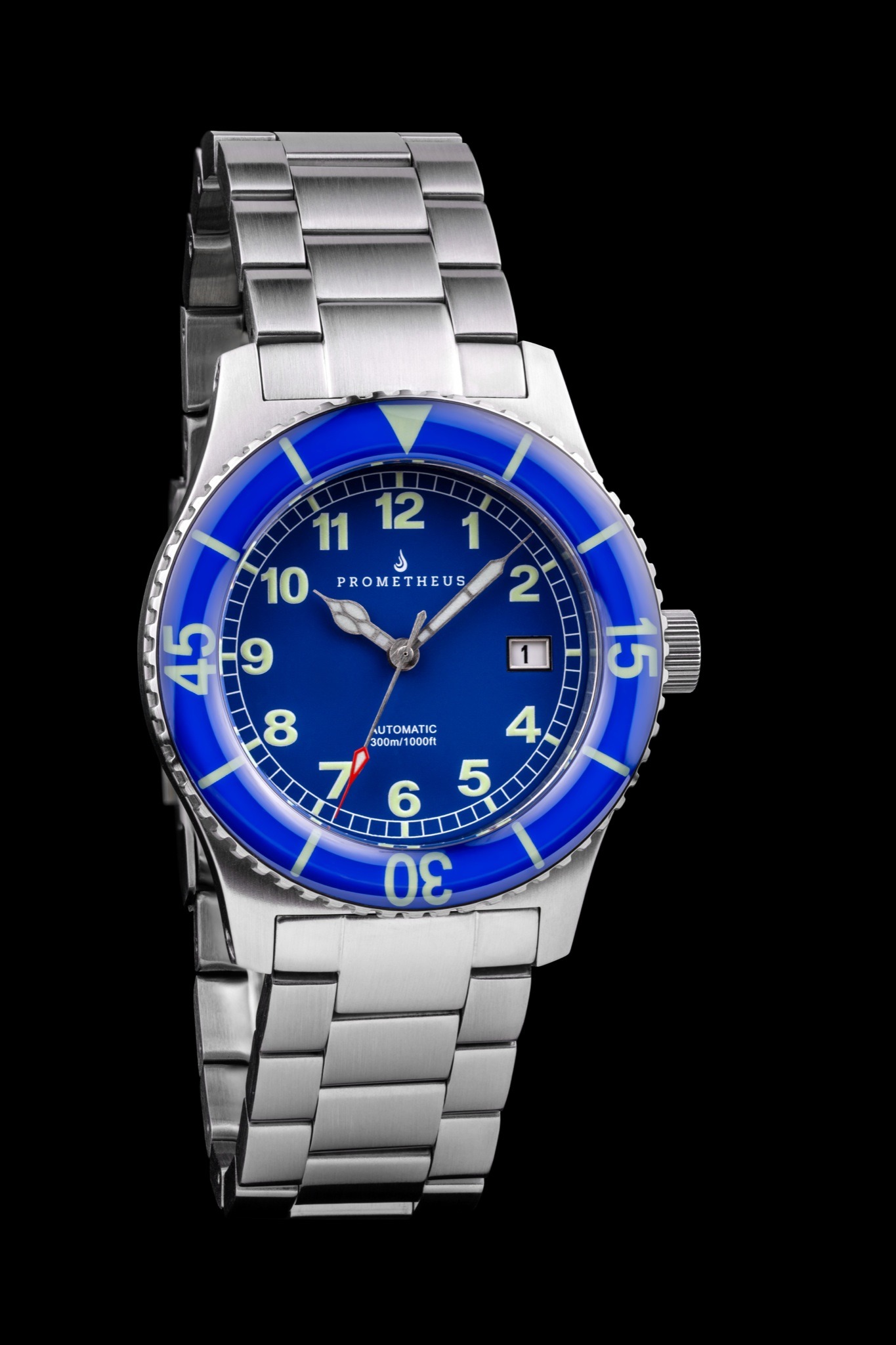 Prometheus Sailfish 300m Automatic Diver Watch Blue Dial Sapphire Bezel
