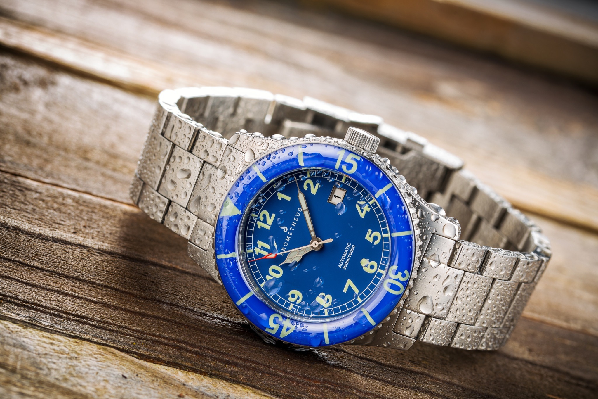 Prometheus Sailfish 300m Automatic Diver Watch Blue Dial Sapphire Bezel