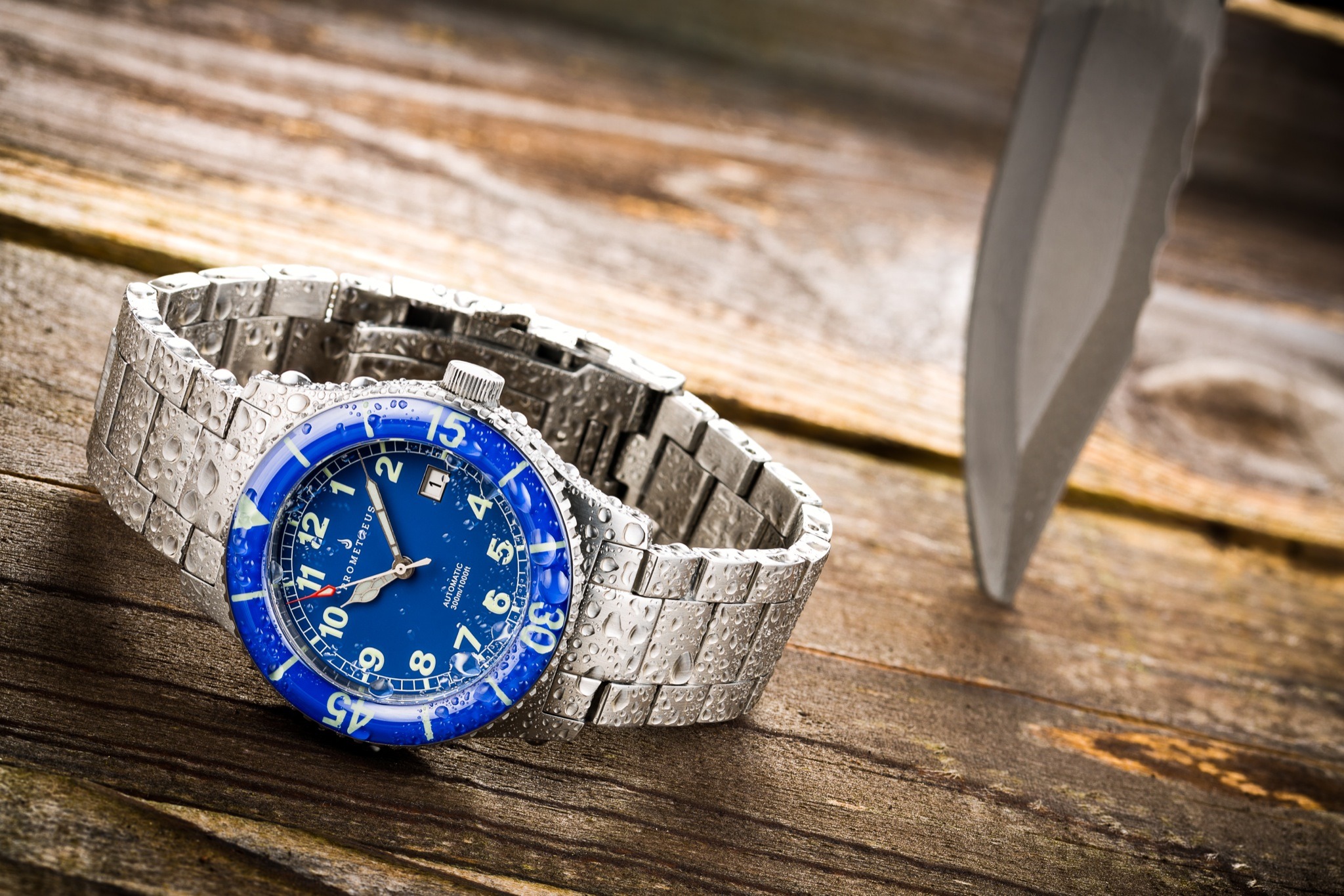 Prometheus Sailfish 300m Automatic Diver Watch Blue Dial Sapphire Bezel