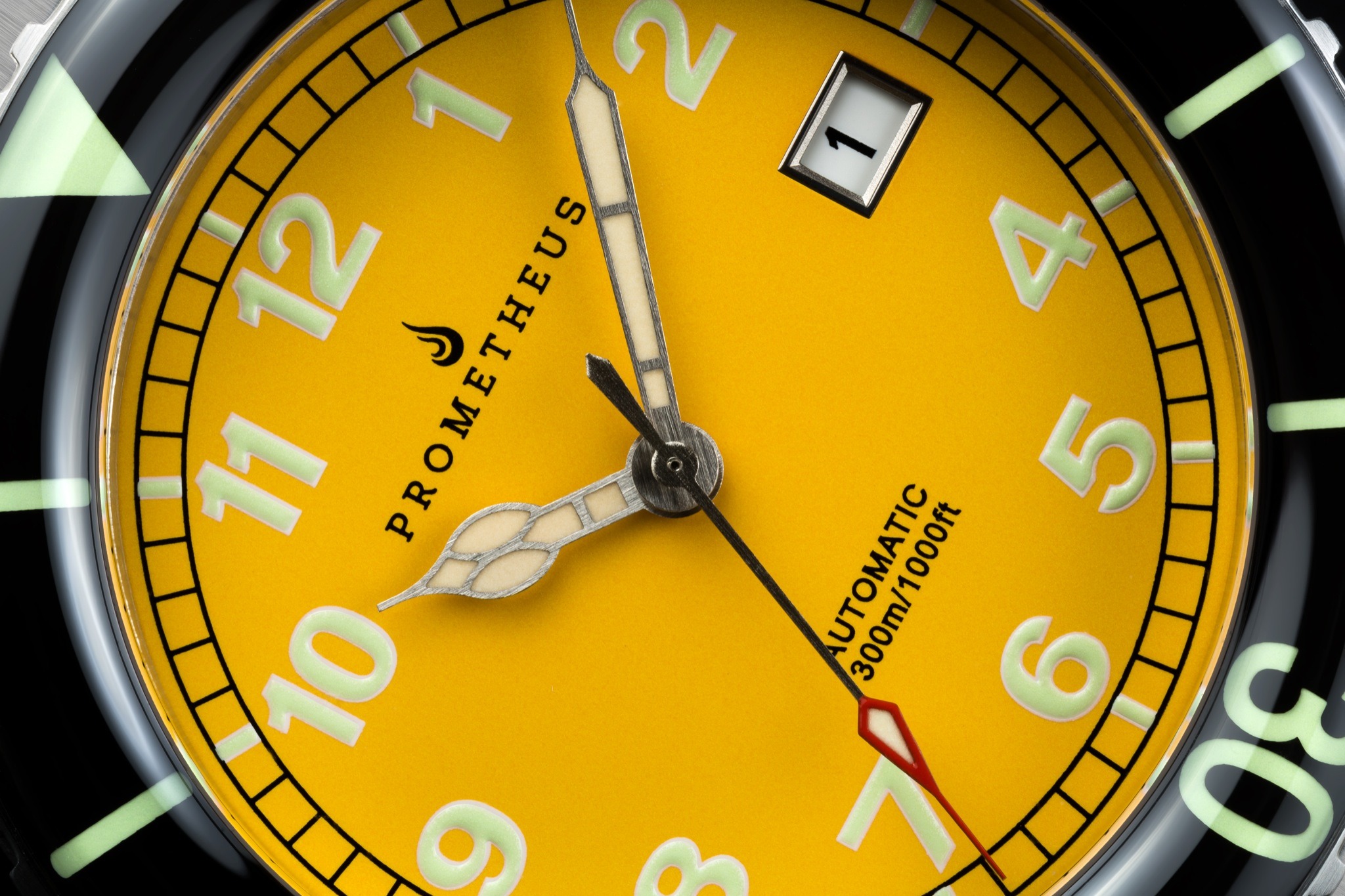 Prometheus Sailfish 300m Automatic Diver Watch Yellow Dial Sapphire Bezel