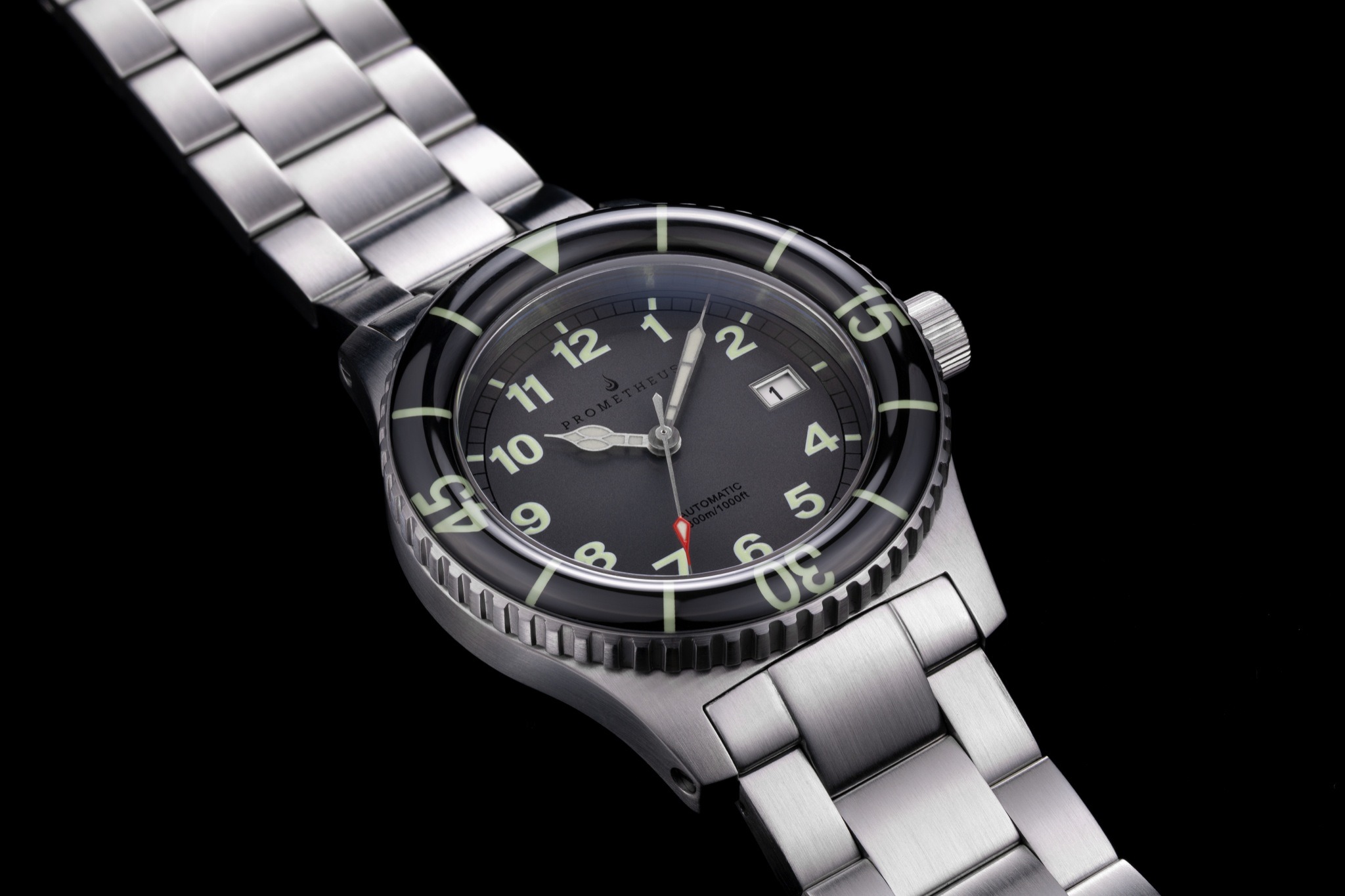 Prometheus Sailfish 300m Automatic Diver Watch Grey Dial Sapphire Bezel