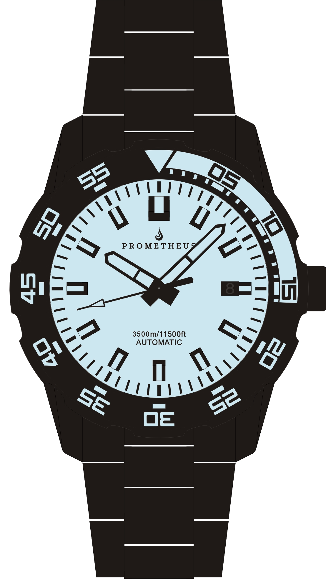 Prometheus Poseidon Stainless Steel White Bezel Lumed White Dial 3500m Miyota 9015 Automatic Diver Watch Lumed View