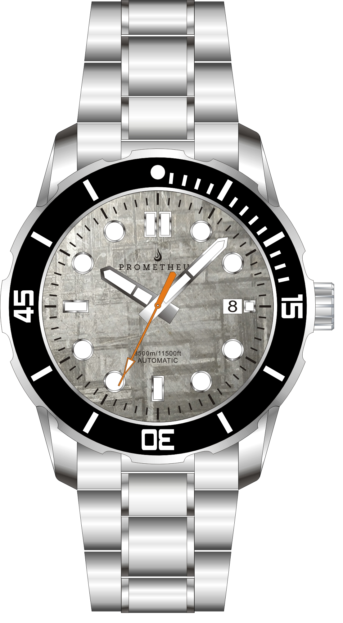 Pre-Order Prometheus Poseidon Meteorite Dial Pencil Hands Orange Seconds Date 3500m Diver Watch Automatic Miyota 9015
