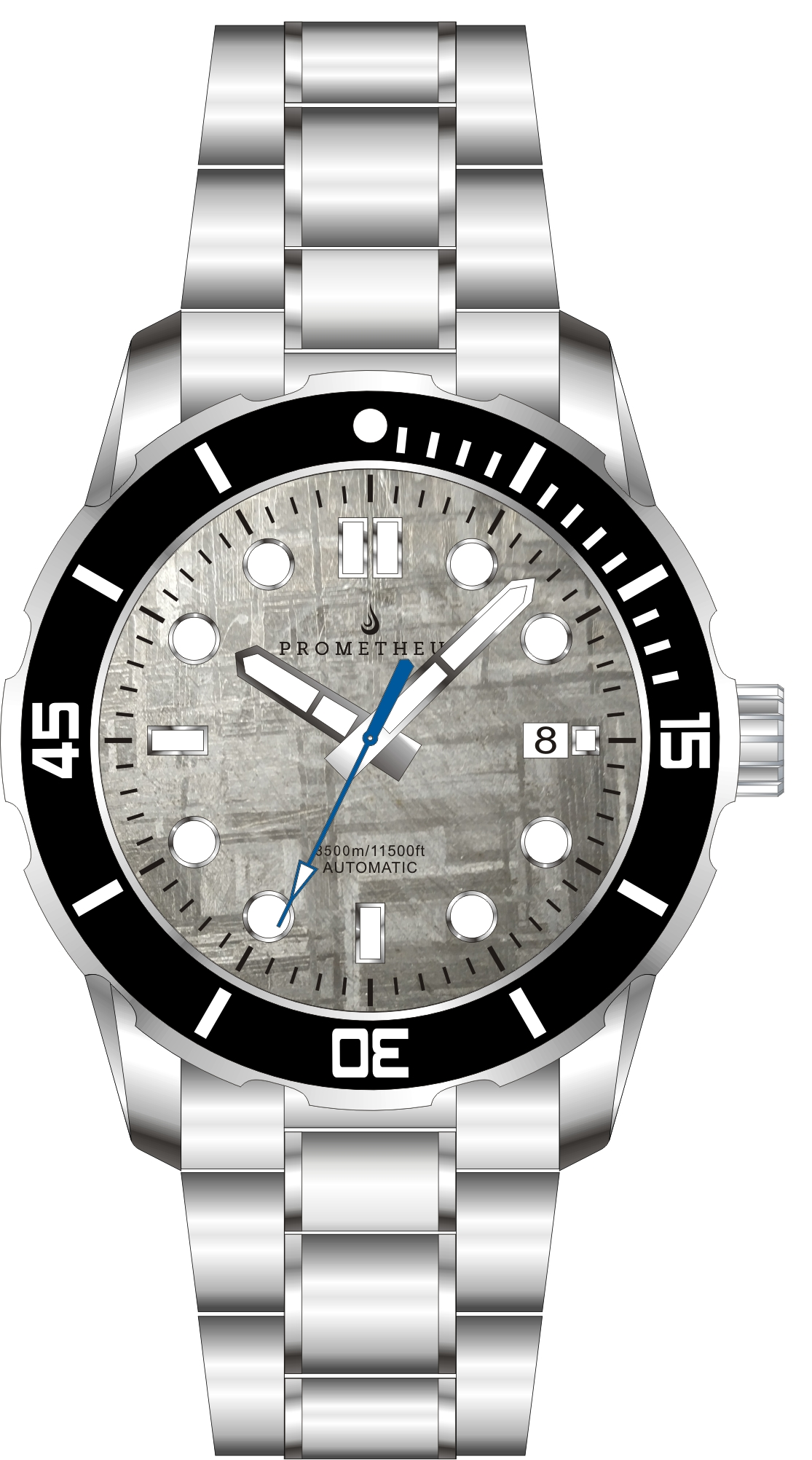 Pre-Order Prometheus Poseidon Meteorite Dial Pencil Hands Blue Seconds Date 3500m Diver Watch Automatic Miyota 9015