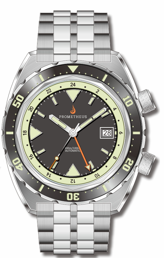 Pre-Order Prometheus Eagle Ray Version 4A ETA 2893-2 GMT Black Dial Date C3X1 Superluminova PMTEAGLERAY4AGMTDATE