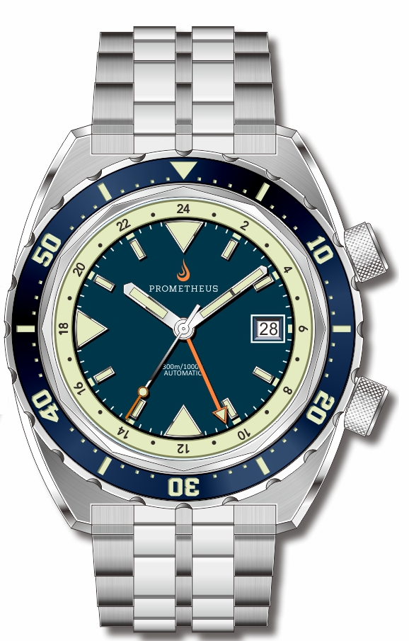 Pre-Order Prometheus Eagle Ray Version 4B ETA 2893-2 GMT Blue Dial Date C3X1 Superluminova PMTEAGLERAY4BGMTDATE