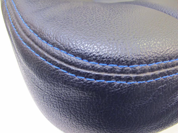 Classic Mini Replacement Seat Covers, Black with Blue Stitching, front and rear
