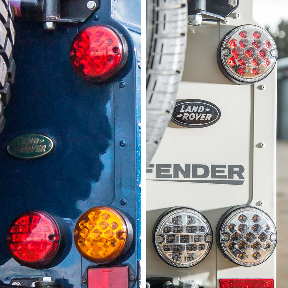 OS Rear Lights - Coloured vs Clear Lense Sets - NAS style LED Lights Upgrade Kit for Land Rover Defender