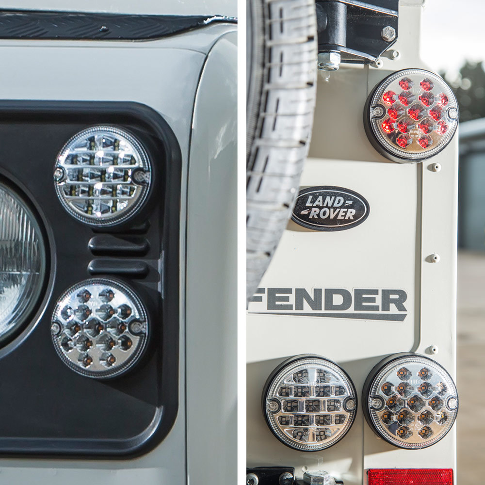Clear Lenses with Brake Light lit - NAS style LED Lights Upgrade Kit for Land Rover Defender