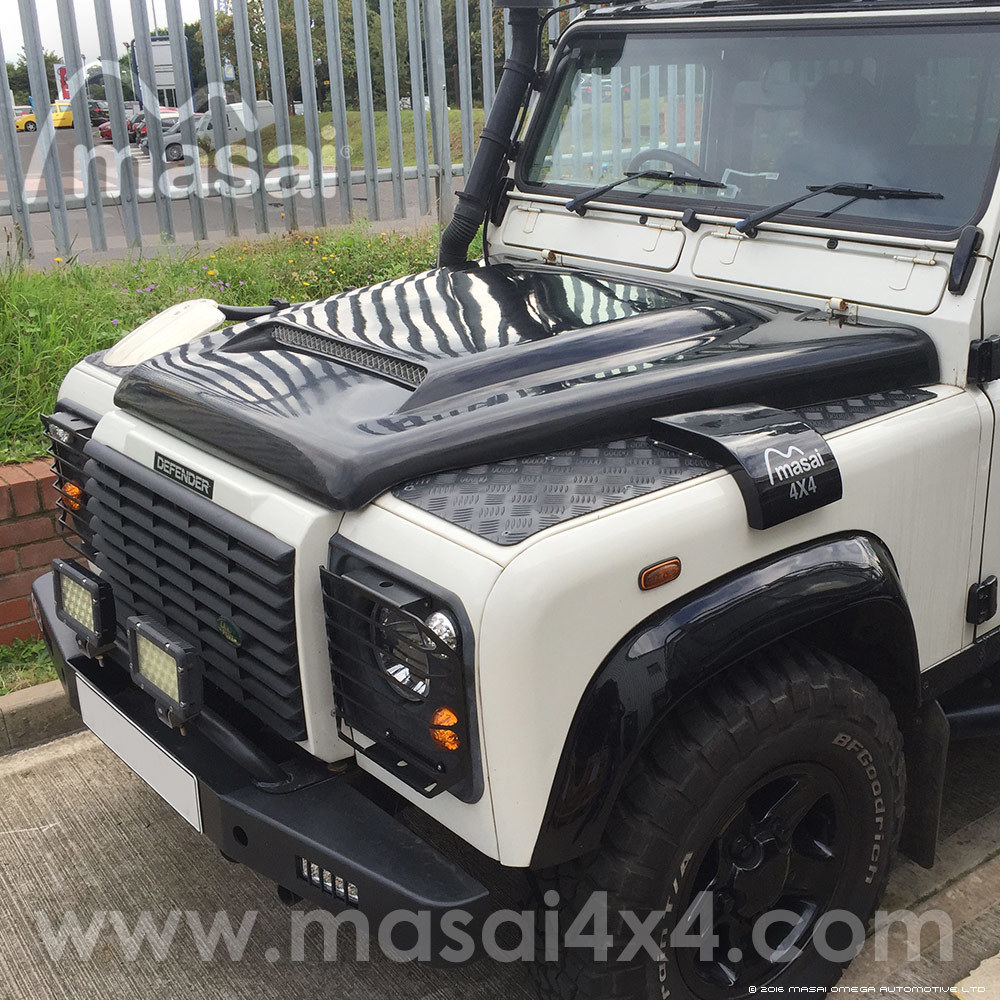 Masai Sport Scooped Bonnet with Grill for Land Rover Defender - GRP Fibreglass GRP-DEF-SPORT-BON-02