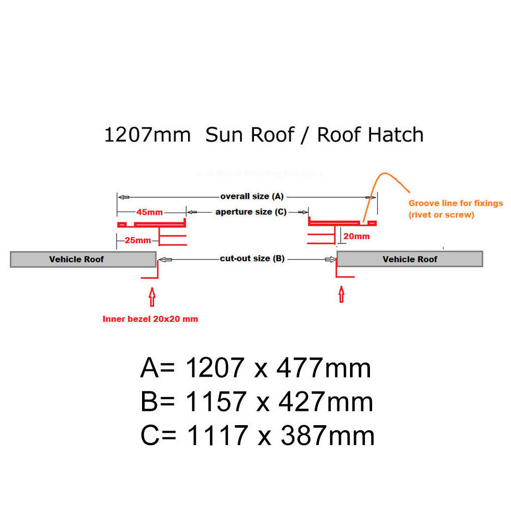 Sunroof - 1207 x 477 mm - DARK tint