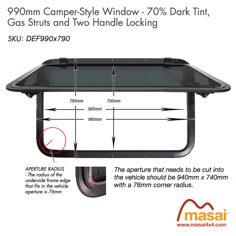 Sunroof - 990 x 790mm - DARK tint (Special Order) DEF990x790-SR