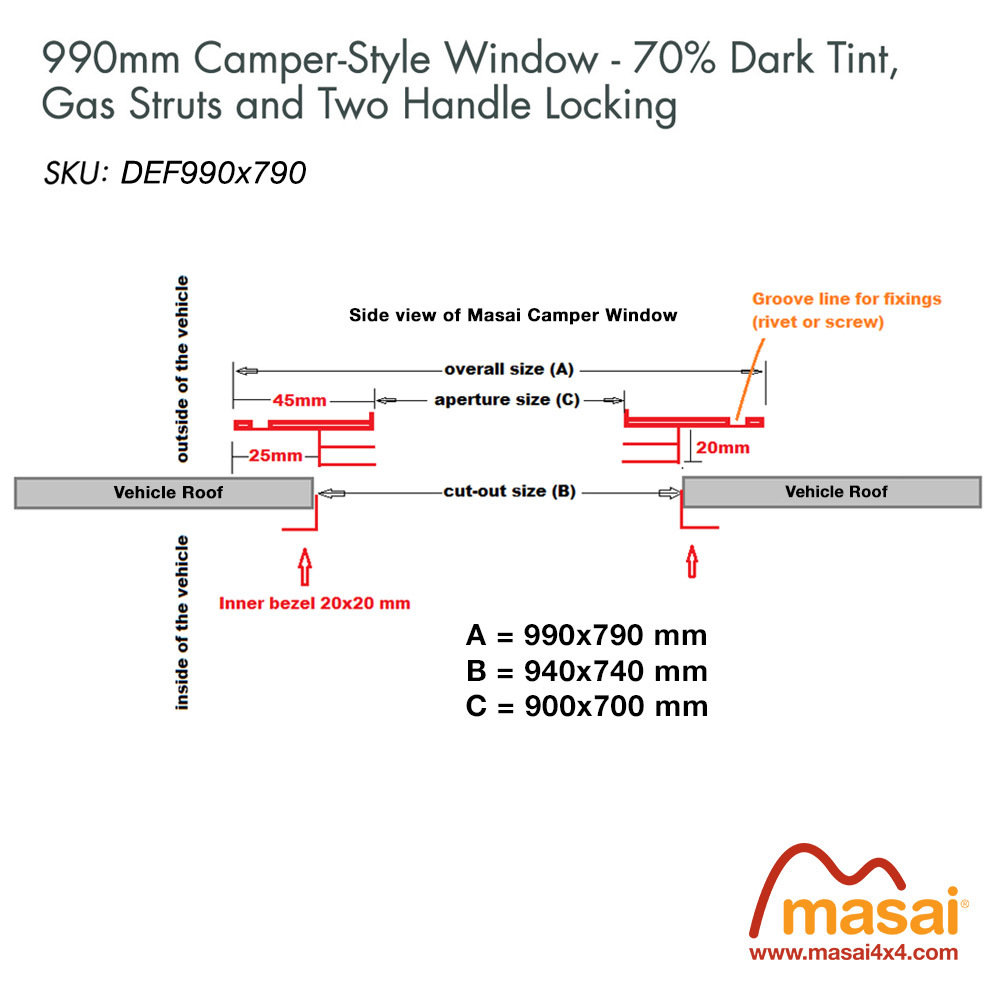 Sunroof - 990 x 790mm - DARK tint (Special Order)