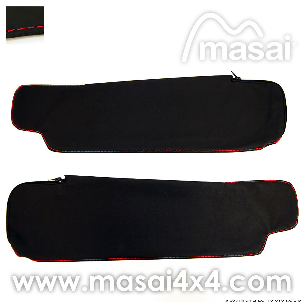Sun Visor Cover - Leatherette with Red Stitch