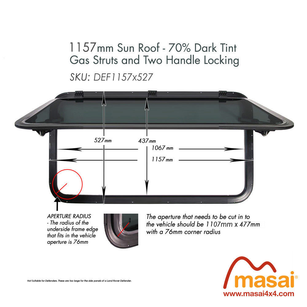 Sunroof - 1157 x 527mm - Dark Tint DEF1157x527