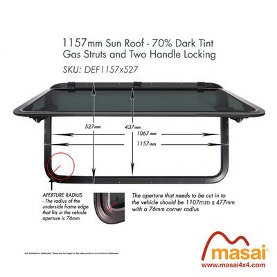 Sunroof - 1157 x 527mm - DARK Tint (Special Order) Sunroof - 1157 x 527mm - DARK Tint (Special Order)