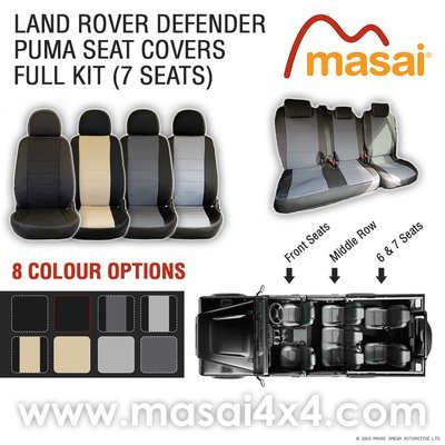 Seat Covers for Land Rover Defender Puma/TDCi (2007-2016) DELUXE - FULL KIT (7 Seats) Seat Covers for Land Rover Defender Puma/TDCi (2007-2016) DELUXE - FULL KIT (7 Seats)