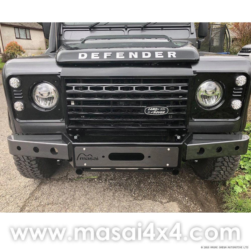 Masai 3-Piece Winch Bumper for Land Rover Defender (Black & Silver ...