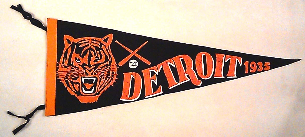 1935 Detroit Tigers Full Size Pennant, Extremely Rare