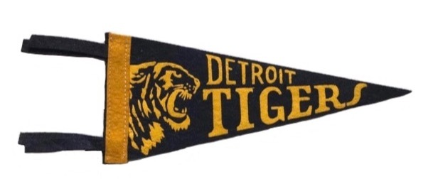 Antique 9 inch Baseball Pennant - Detroit Tigers