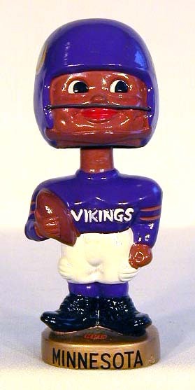 1962-64 Minnesota Vikings Black Player “Toes-Up” Football Bobble Head Doll