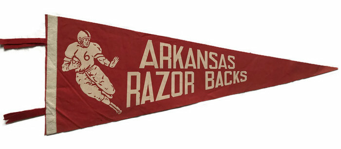 Antique College Football Pennant - Arkansas Razorbacks