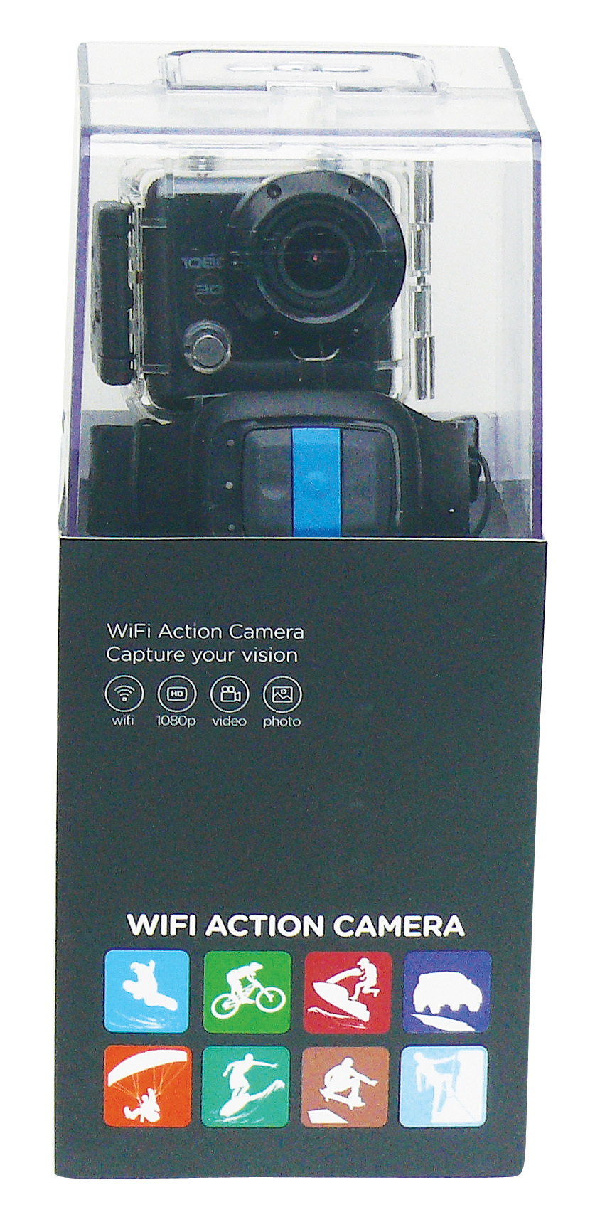 Portable Action Camera with Watch Controller - Black Body H11090W