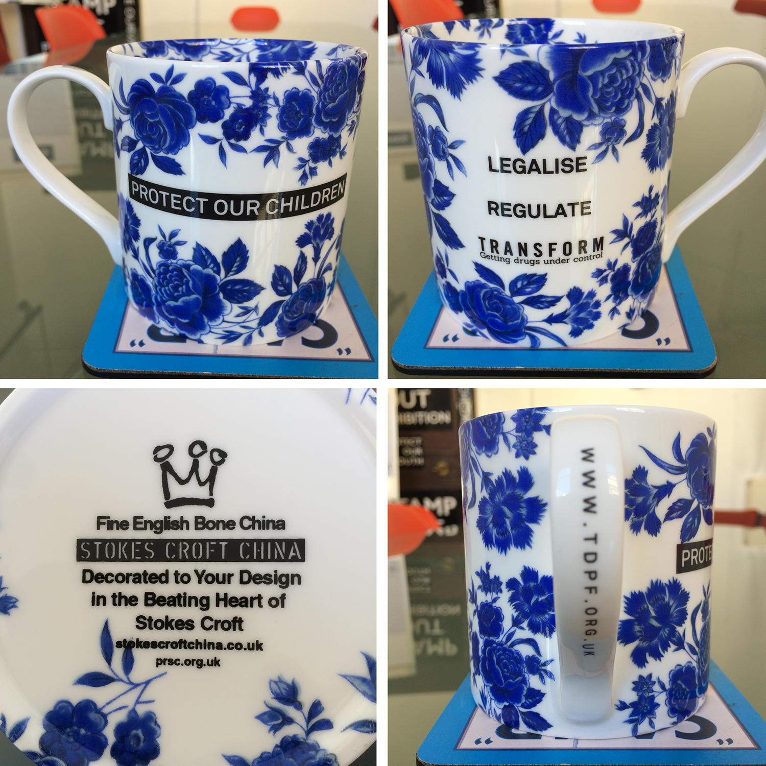 'Protect Our Children' Blue Floral Mug 00010