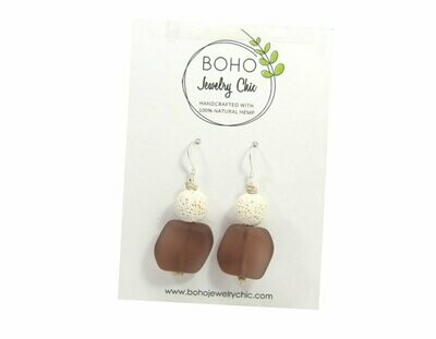 Brown Sea Glass Earrings Essential Oil Jewelry Brown Sea Glass Earrings Essential Oil Jewelry