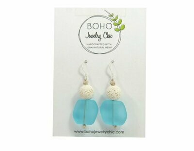 Blue Sea Glass Earrings Essential Oil Jewelry Blue Sea Glass Earrings Essential Oil Jewelry