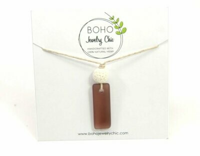 Brown Sea Glass Necklace Essential Oil Jewelry Brown Sea Glass Necklace Essential Oil Jewelry