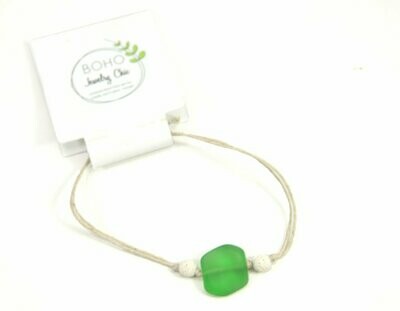 Green Sea Glass Bracelet Essential Oil Jewelry Green Sea Glass Bracelet Essential Oil Jewelry