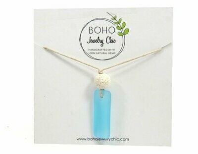 Blue Sea Glass Necklace Essential Oil Jewelry Blue Sea Glass Necklace Essential Oil Jewelry