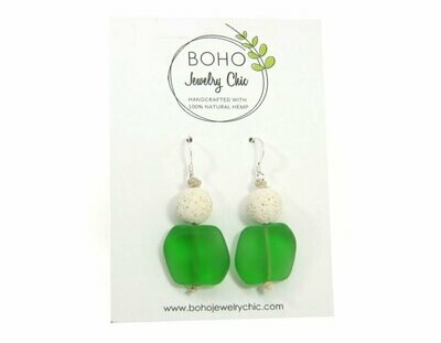 Green Sea Glass Earrings Essential Oil Jewelry Green Sea Glass Earrings Essential Oil Jewelry