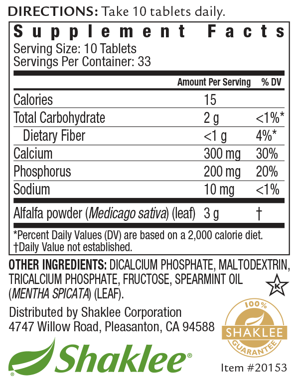 Alfalfa Complex Label 330 Tablets