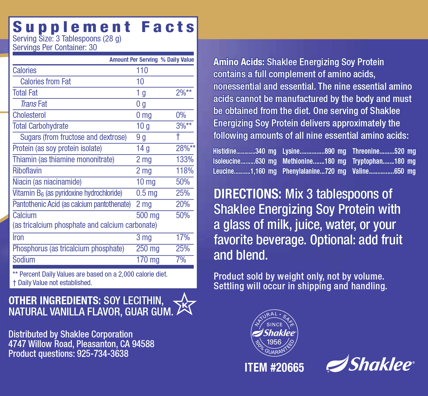 Energizing Soy Protein Label