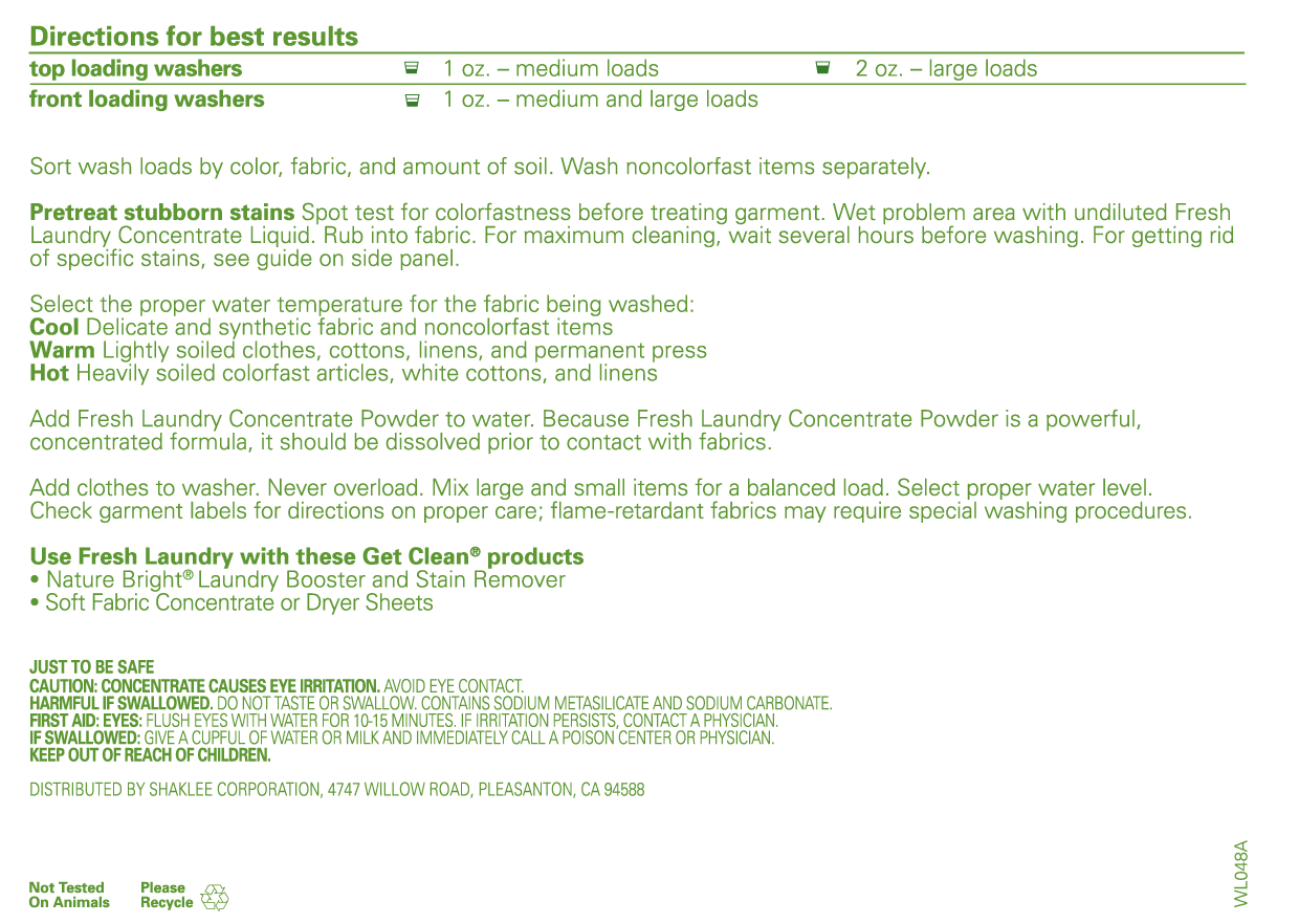 Fresh Laundry Concentrate (Powder 14 lbs.) Label