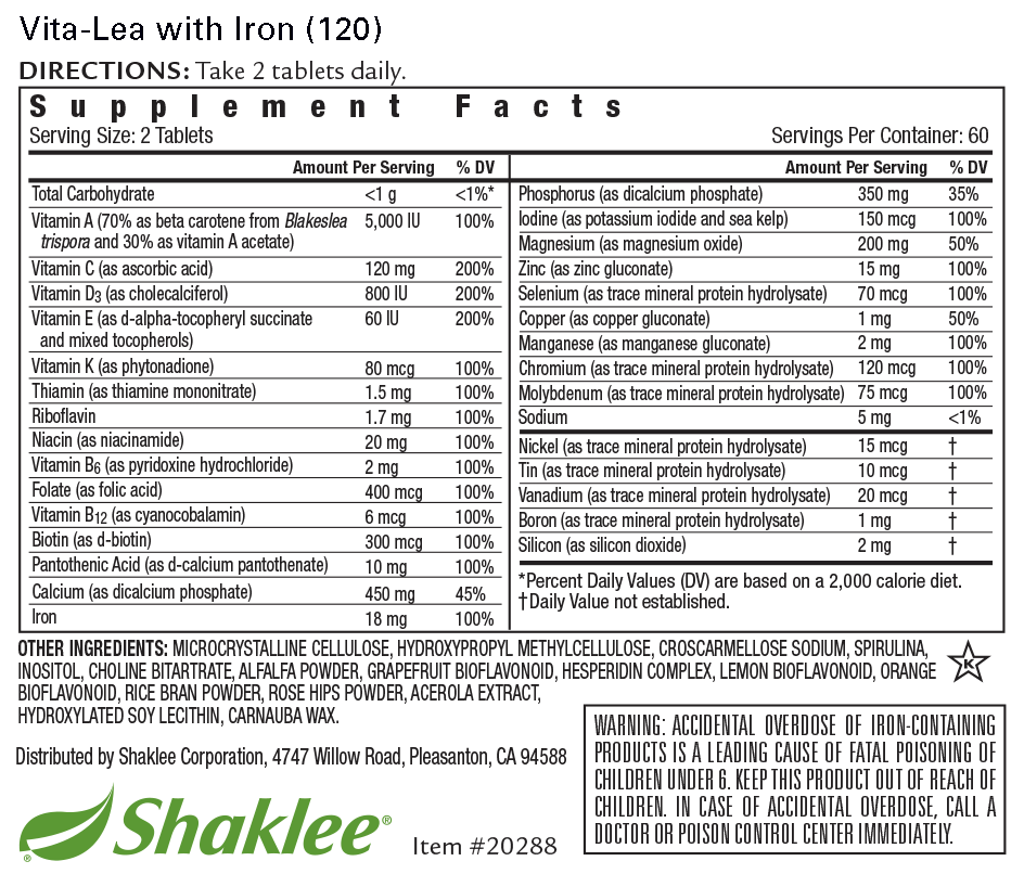 Vita-Lea with Iron Formula Label