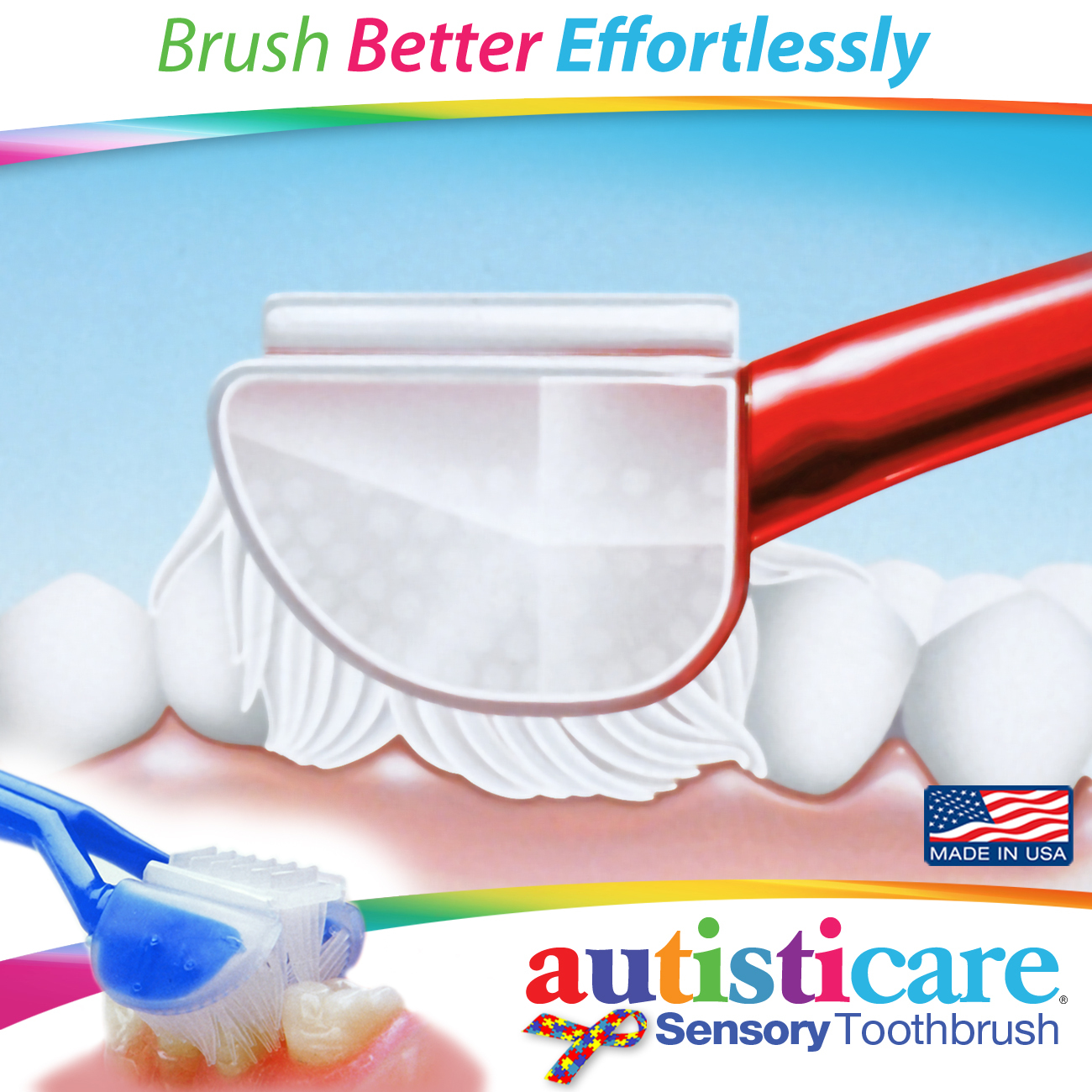 Autisticare 3Sided Sensory Toothbrush for AUTISM Calm Autism
