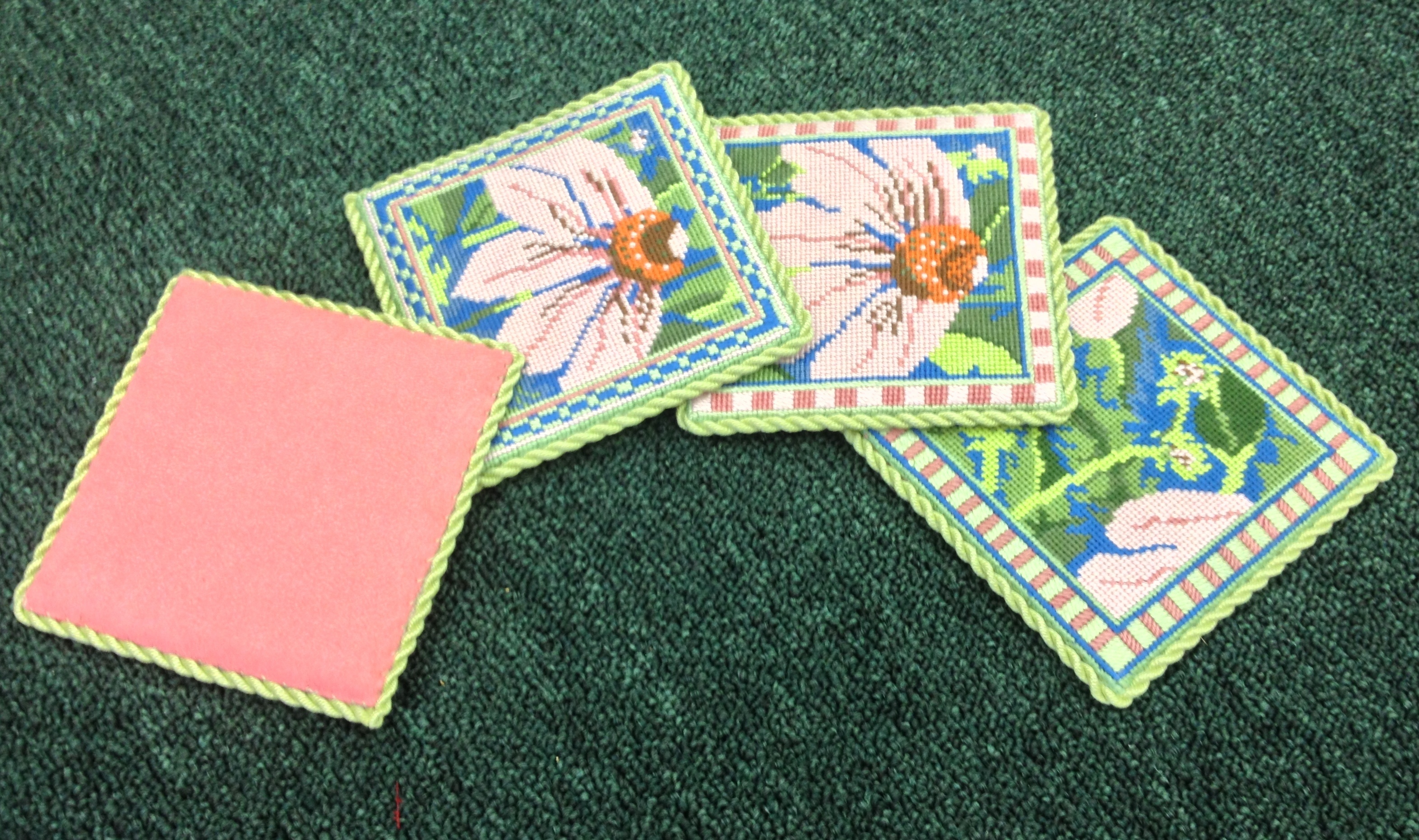 Coasters, Pink Echinacea, Set of 4 (Handpainted by Whimsy & Grace)