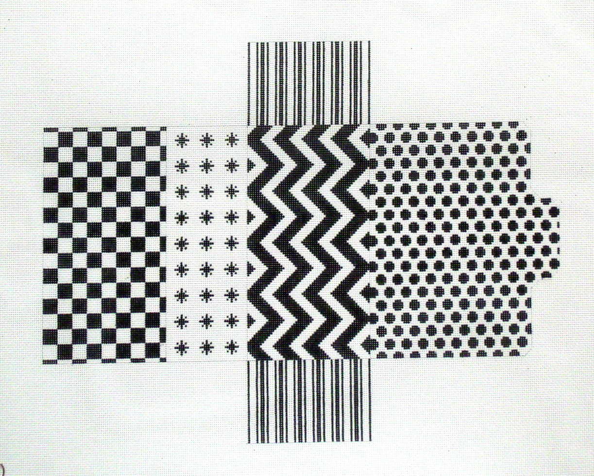 Black & White Graphics Brick Bag (hand painted needlepoint canvas from JP Needlepoint)