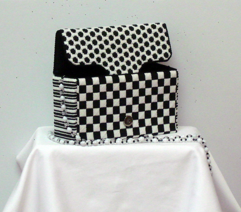 Black & White Graphics Brick Bag (hand painted needlepoint canvas from JP Needlepoint)