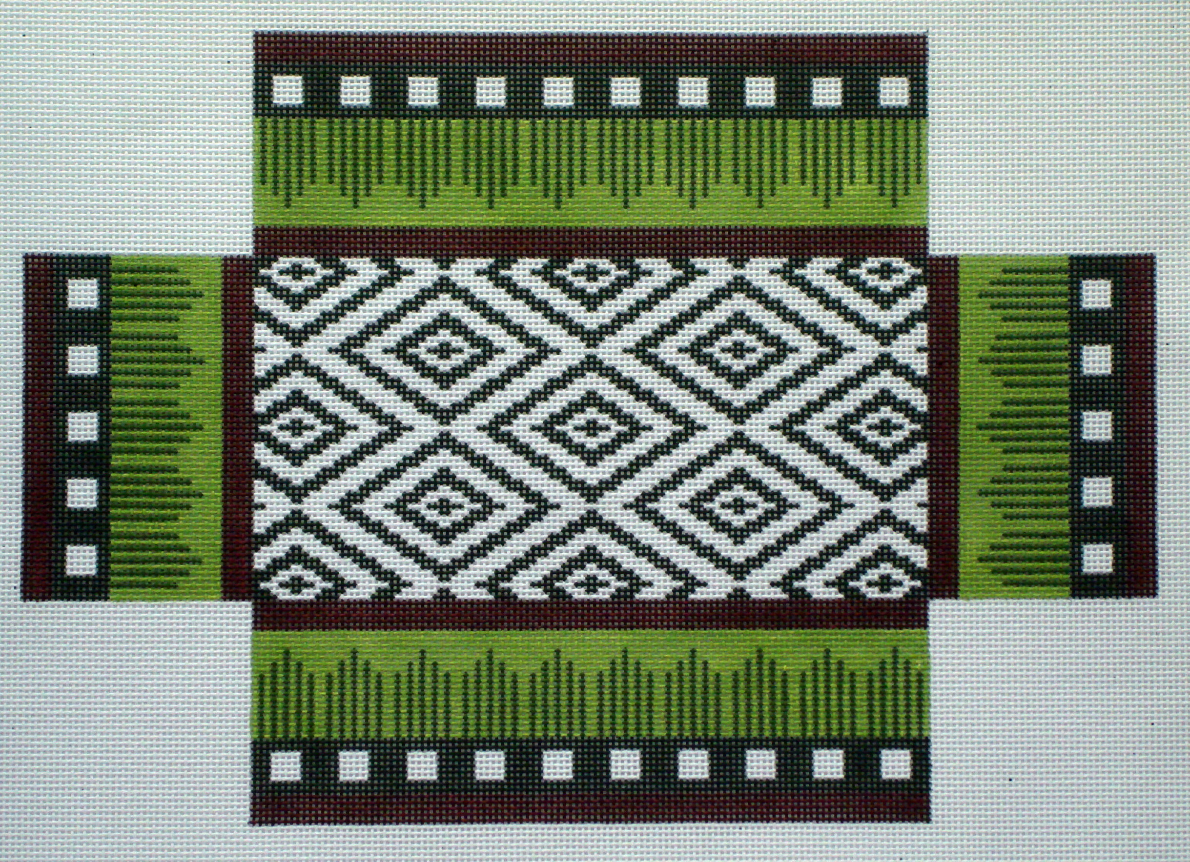 Burgundy & Brown Ikat Brick Cover (JP Needlepoint) *BC-064