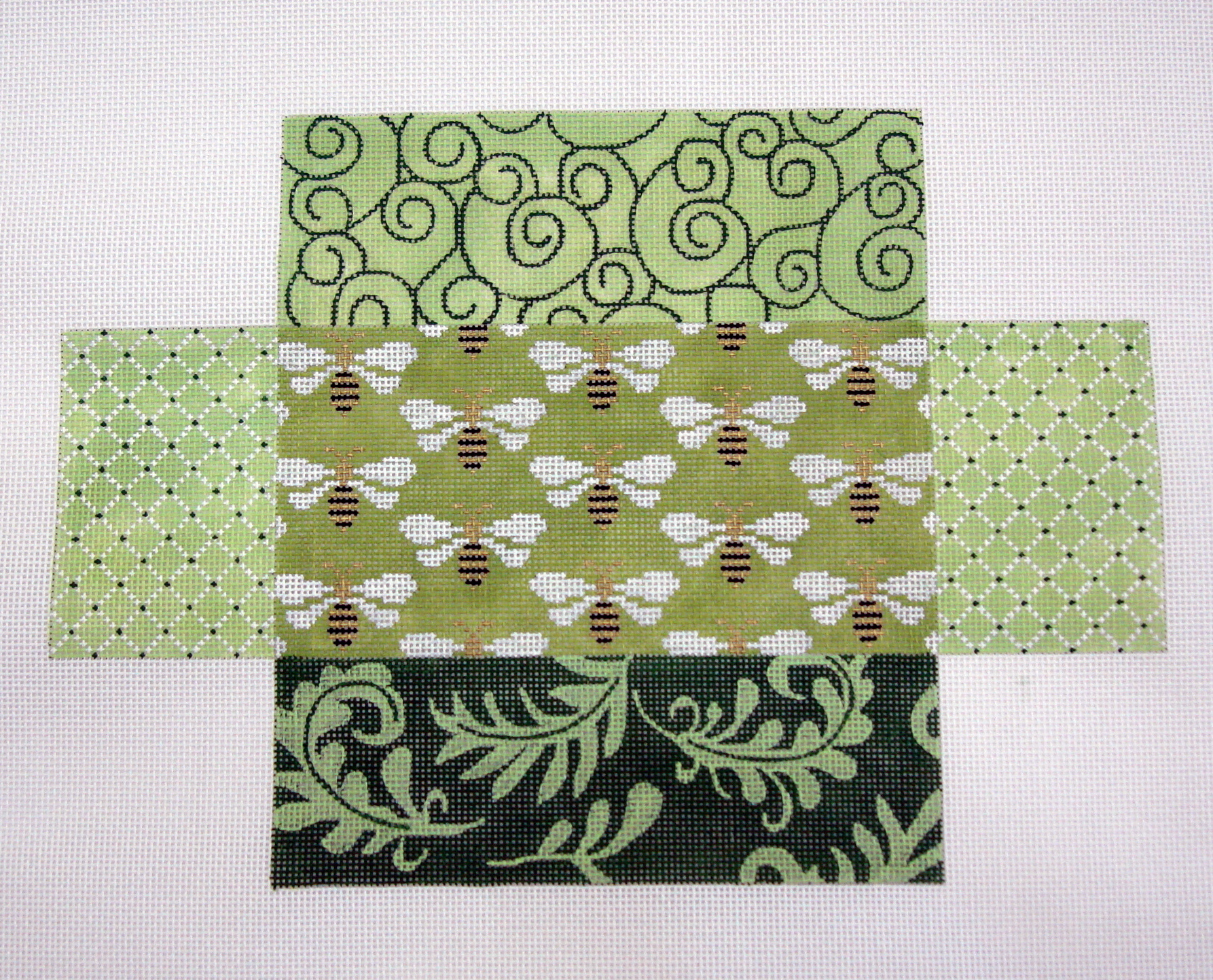 Green Patchwork Bees Brick Cover (JP Designs) /BC-053