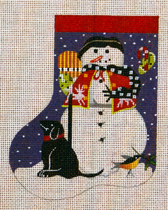 Black Dog Snowman Mini Sock (Melissa Shirley) *MLT-79C
